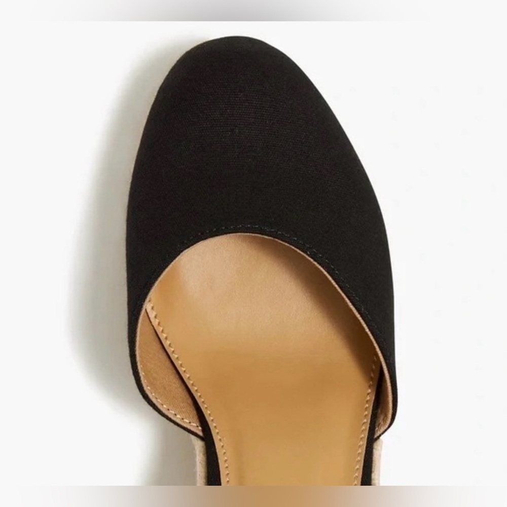 J. Crew Black Canvas Espadrille Wedge Ankle-Strap Sandals - Picture 3 of 16